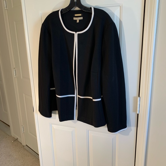 Talbots Jackets & Blazers - Talbots Italian knit black w/ white piping jacket